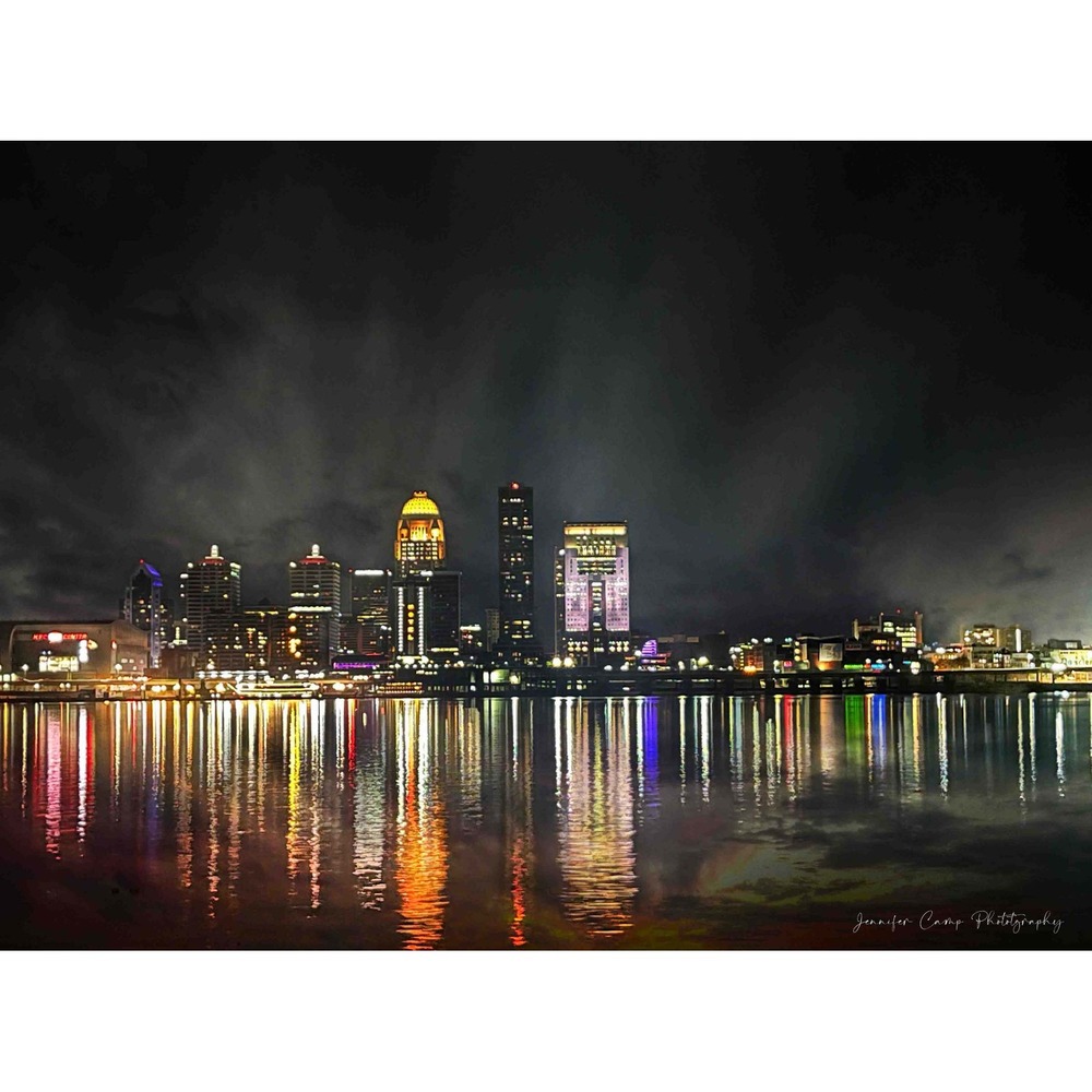Louisville Kentucky Skyline at Night Photography Print Wall Art Size 8x10
